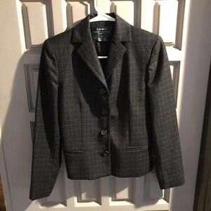 Lauren Ralph Lauren Blazer Sz2P Dark Gray Notched Collar 3 Button Pockets Pre-Ow